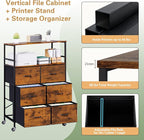 DreamDashio 51" H Tall Mobile File Cabinet, Rolling Printer Stand - Image 5