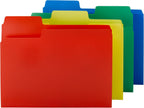 Smead SuperTab Poly Plastic File Folders for Documents, Set of 36 Plastic Folders, 1/3-Cut Tabs, File Folders Letter Size, Assorted Primary Colors, Office Supplies, School Supplies