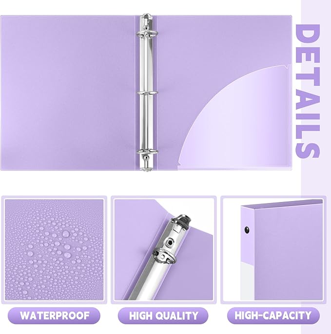 Henoyso 48 Pcs 3 Ring Binder 0.5 Inch Round Fits Letter Size 8.5'' x 11'' Paper - Image 3