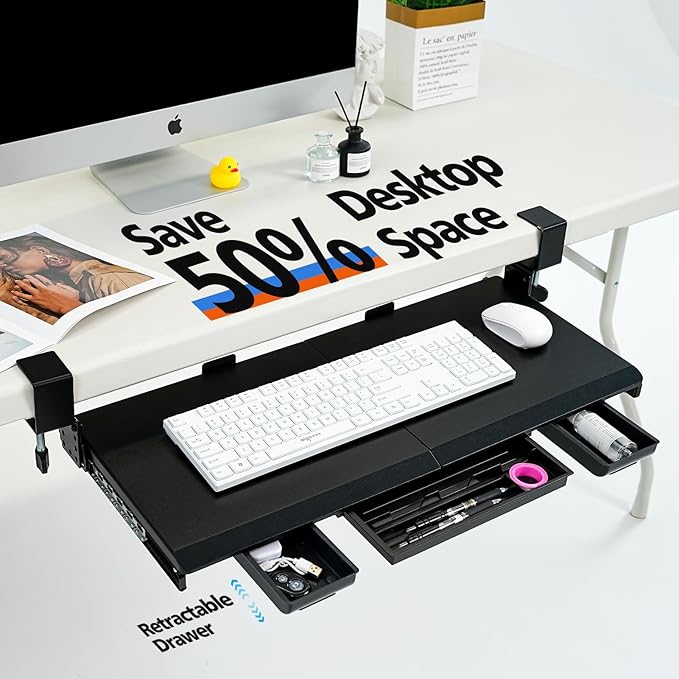 OUKMIC Large Height Adjustable Keyboard Tray - Image 2
