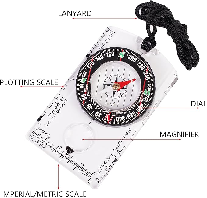 4 Pcs Outdoor Compass with Adjustable Declination, Scale. Multifunctional - Image 4