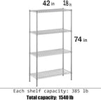 Regal Altair 18" Deep x 42" Wide x 74" Height Wire Shelving Kit | 4-Tier | NSF - Image 3