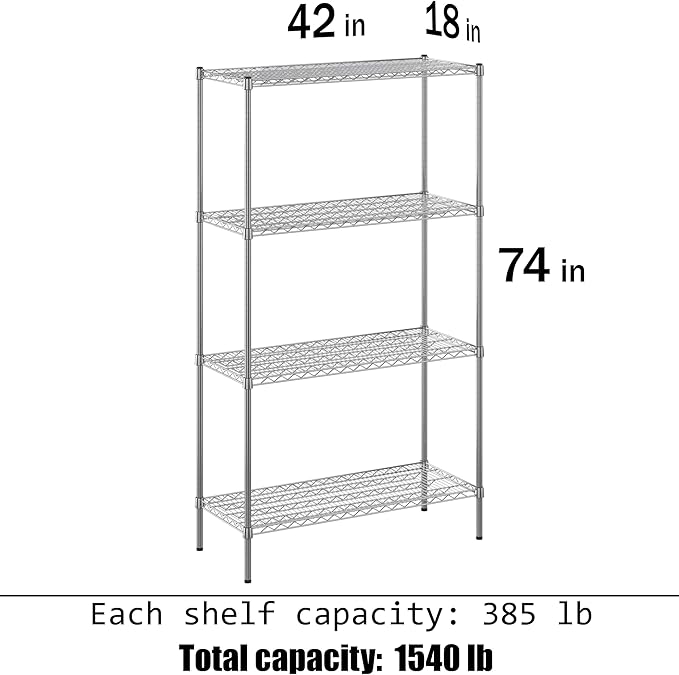 Regal Altair 18" Deep x 42" Wide x 74" Height Wire Shelving Kit | 4-Tier | NSF - Image 3