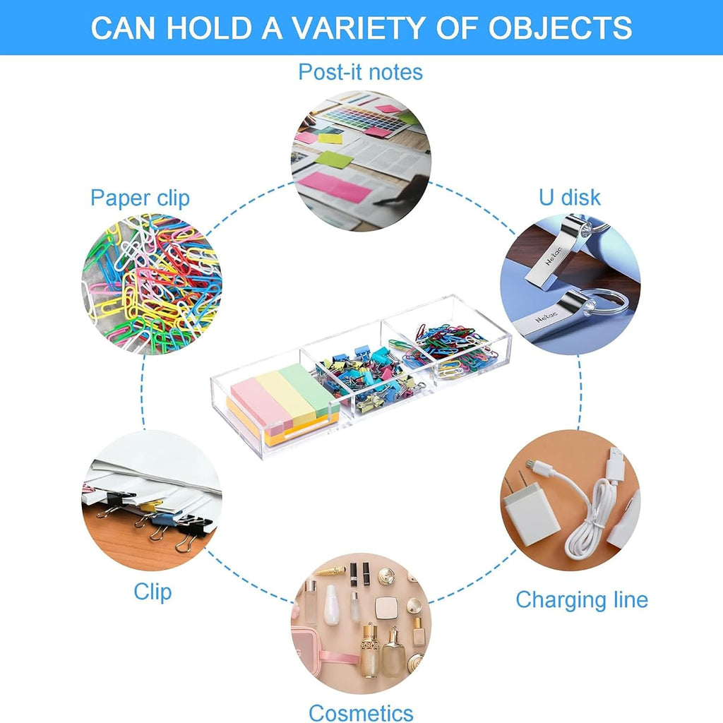 Sticky Note Holder 3 in 1 Clear Acrylic Self-Stick Memo Pads Holders Desk Organizer for School Office Home, Post Pop Notes Dispenser for 3"X3" Note Pads (BQ211)