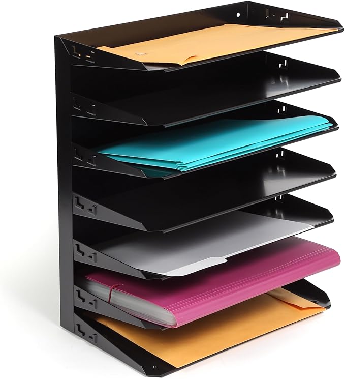 Huron Desktop Horizontal 7-Slot Legal File Binder Organizer Storage Letter Tray - Image 2