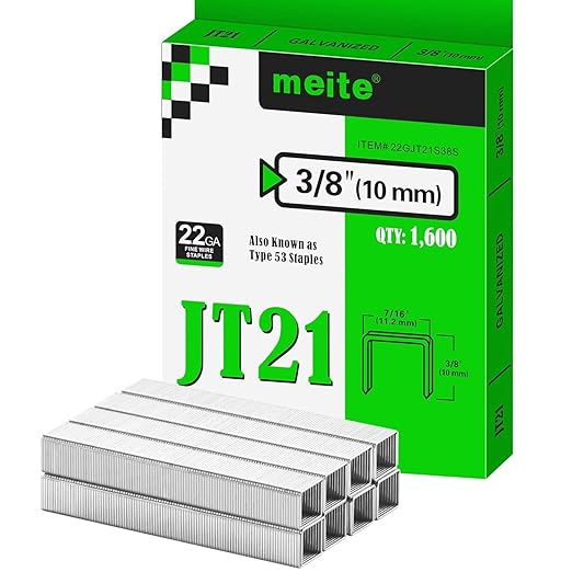 meite JT21 Staples, 3/8 Inch Galvanized Fine Wire Staples by meite