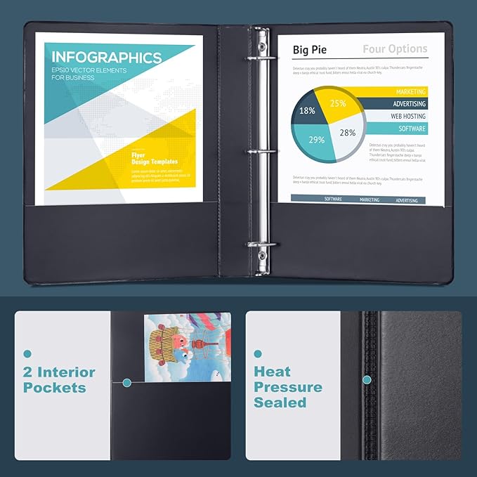 3 Ring Binder 1 Inch, ViVin Sturdy 1"-Slant D Ring Binder - Image 2