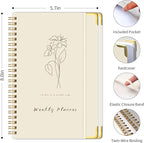 Undated Weekly Planner with Metal Corner Hardcover Notebook, A5 Size Journal - Image 2