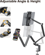 OMOTON Adjustable Tablet Stand for iPad, Desk Phone Holder for Bed - Image 4