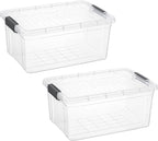 Superio Storage Bins with Lids- 2 Pack, 21 Qt Clear Boxes by Superio