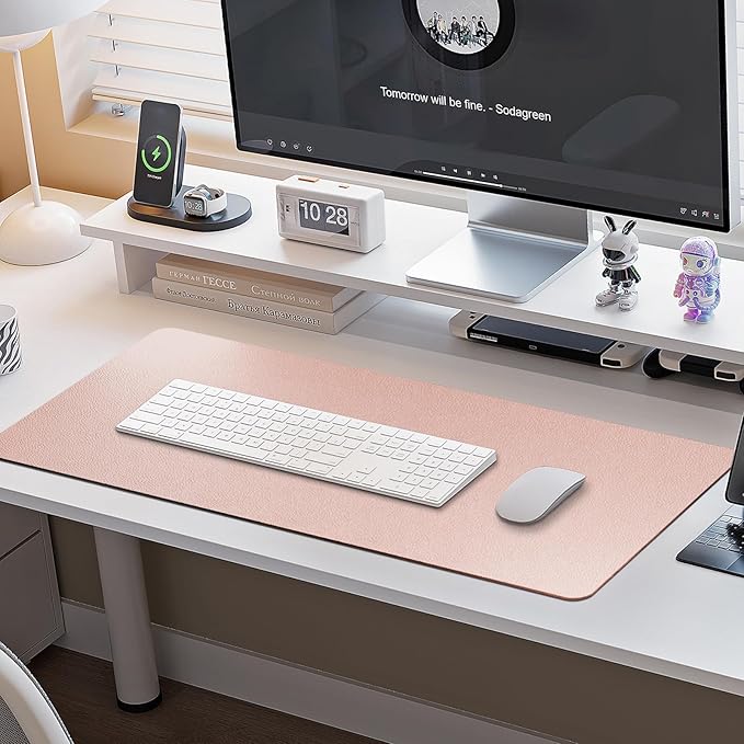 Boutilon Leather Desk Pad Protector, Non-Slip Mouse Pad, Laptop Desk Pad - Image 7