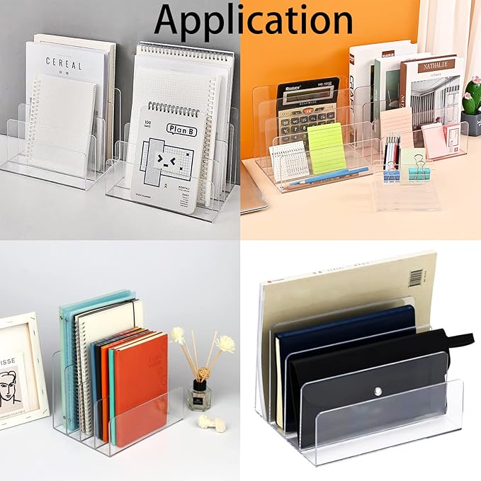 Halyuhn Acrylic Desk File Organizer 2 Pack, 4 Section Letter Organizer - Image 5