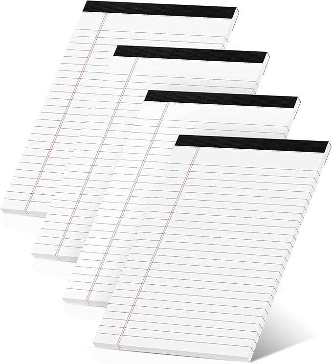 Roneky Legal Pads 5x8 Inch, 4 Pack, Narrow Ruled, 5x8 White Legal Pad, Mini by NotePads