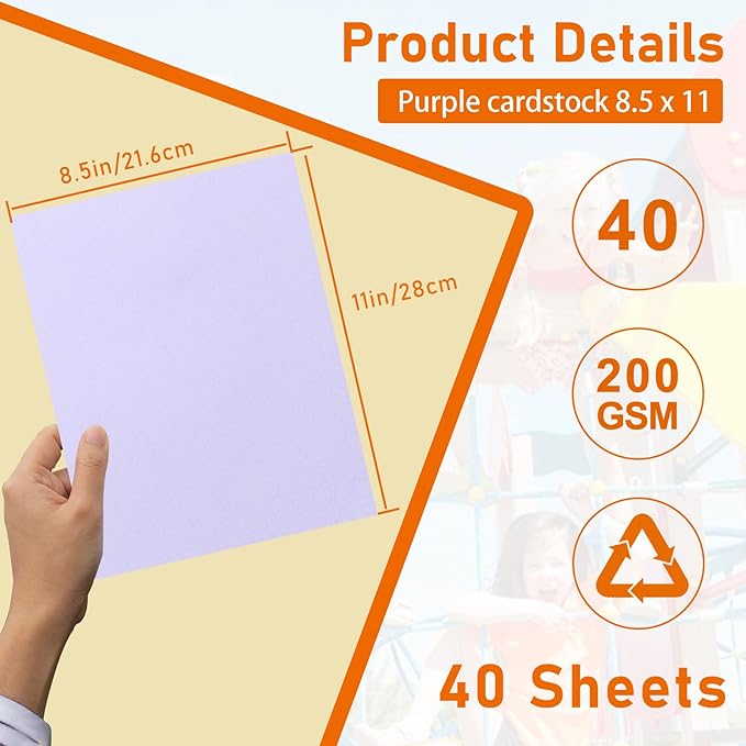 Guakicae 40 Sheets Light Purple Cardstock 8.5 x 11 Printer Paper, 75lb - Image 2