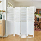 Room Dividers, 5.75Ft Individual Privacy Screens Foldable Wooden Louver & MDF - Image 2