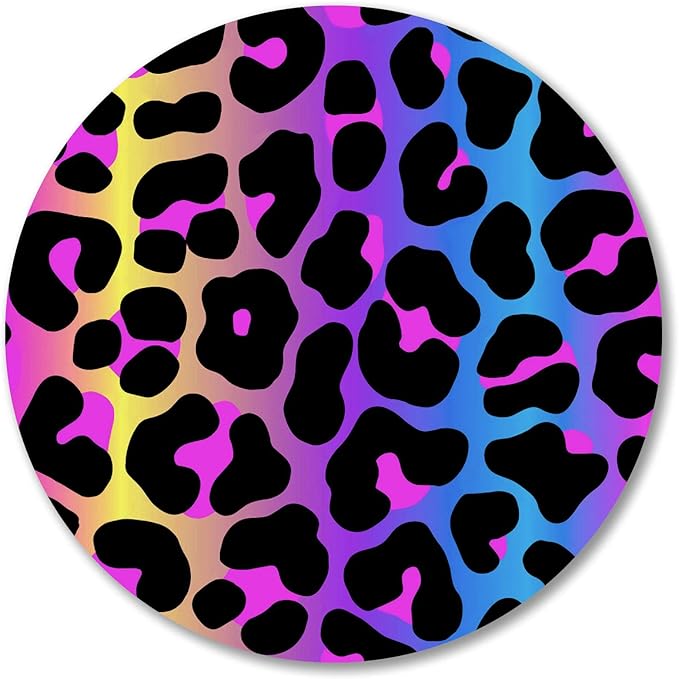 IMAYONDIA Cheetah Animal Print Gaming Mouse Pad, Colorful Leopard Round Mouse by IMAYONDIA