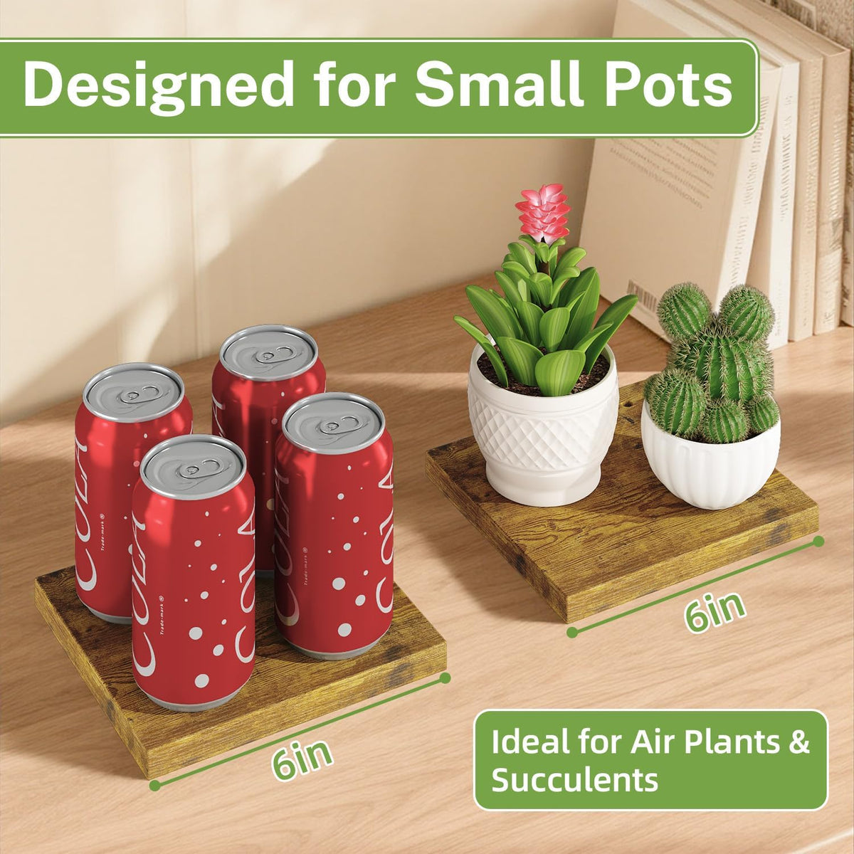 iDavosic.ly Table Top Small Plant Stand, Succulent Holder for Desk, Brown