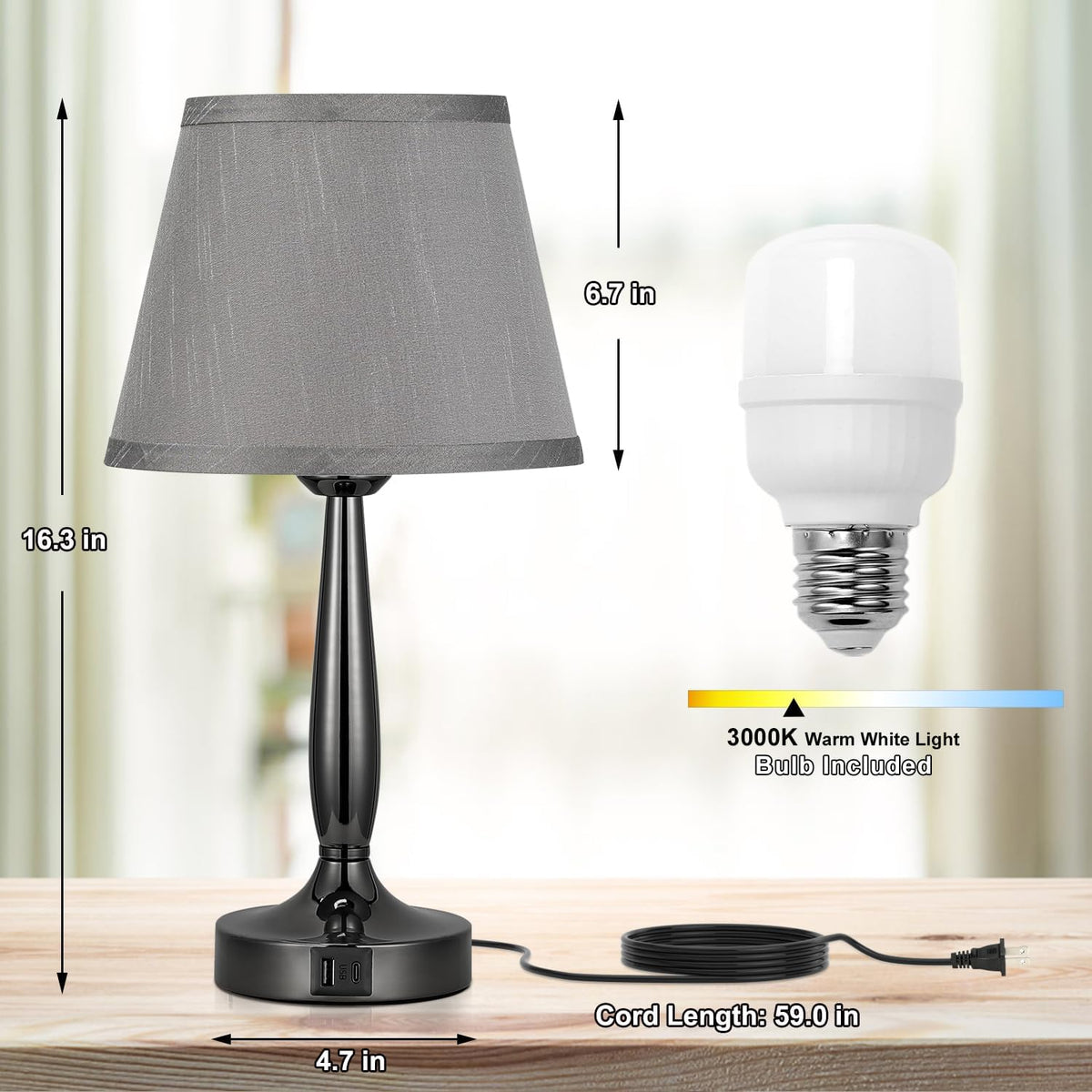 kakanuo touch table lamp for bedroom, small bedside, package contents