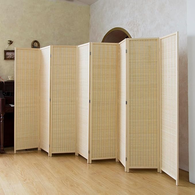 Loomveil 8 Panel Room Divider Folding Privacy Screen, 67 inch Bamboo Panel by Unknown