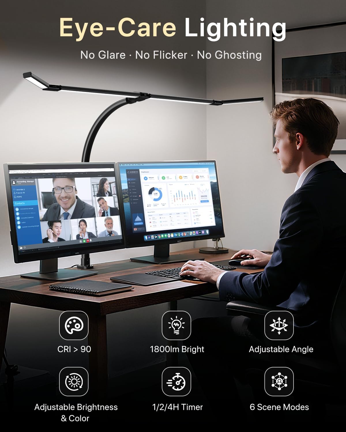 onemix 42" desk lamp for home office with, view 9