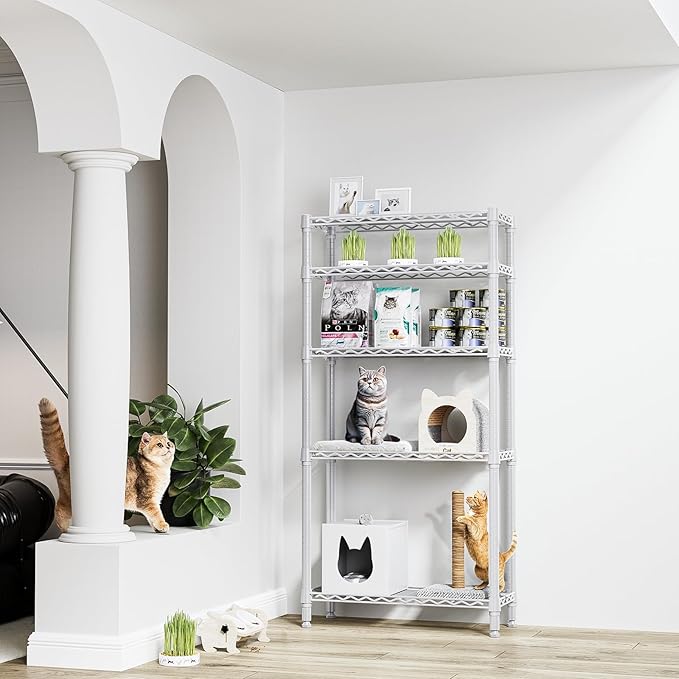 M MZG 1250 lbs 5 Tier Shelf Metal Storage Shelves Wire Rack Closet Organizers - Image 2