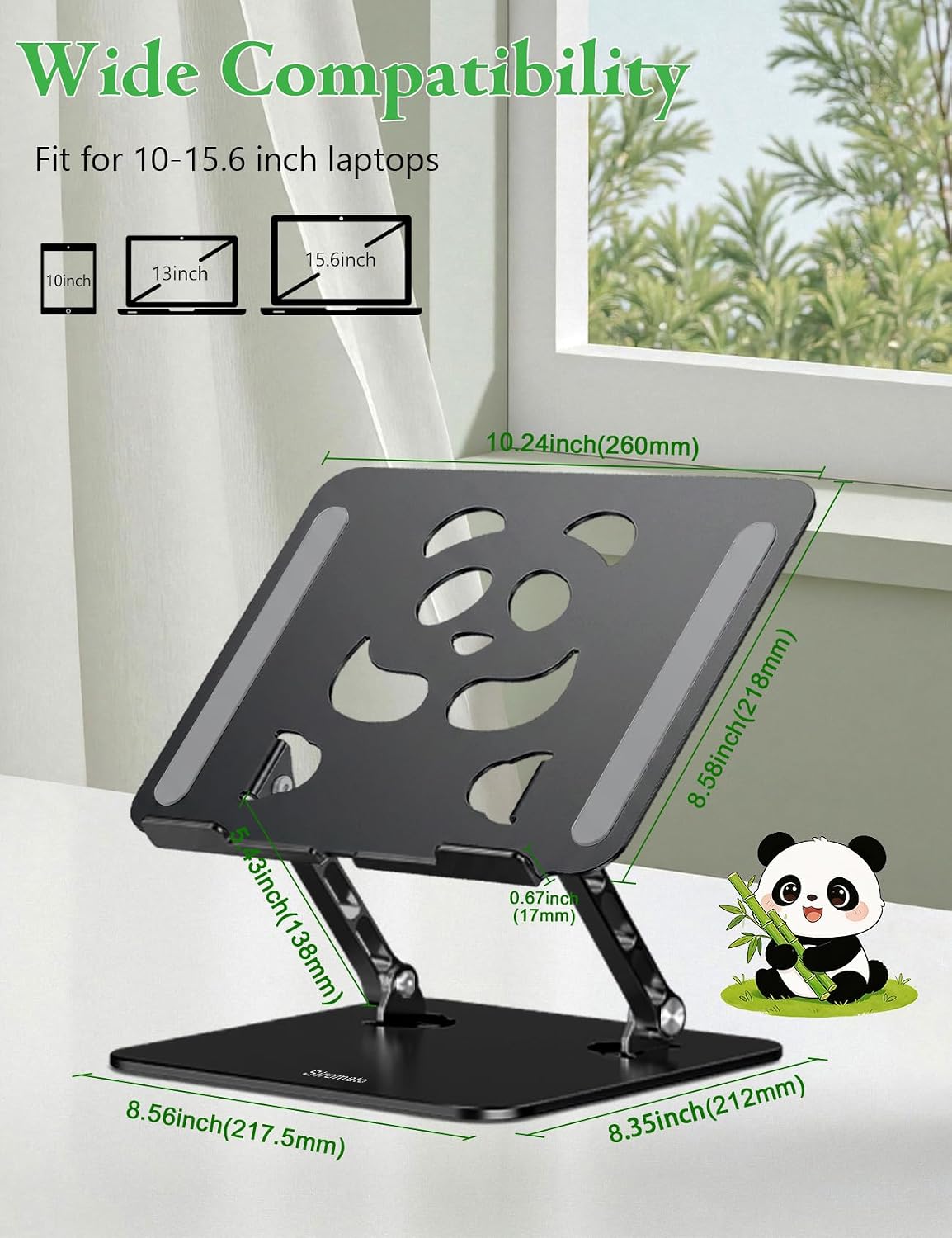 Stable Laptop Stand for Desk Fit for 10"-15.6" Laptops, Black