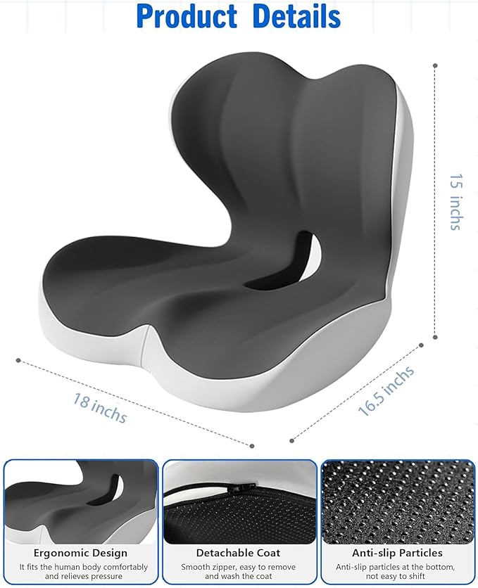 Mogdeker L-Shaped Seat Cushion for Long Sitting, Memory Foam Ergonomic Back - Image 3