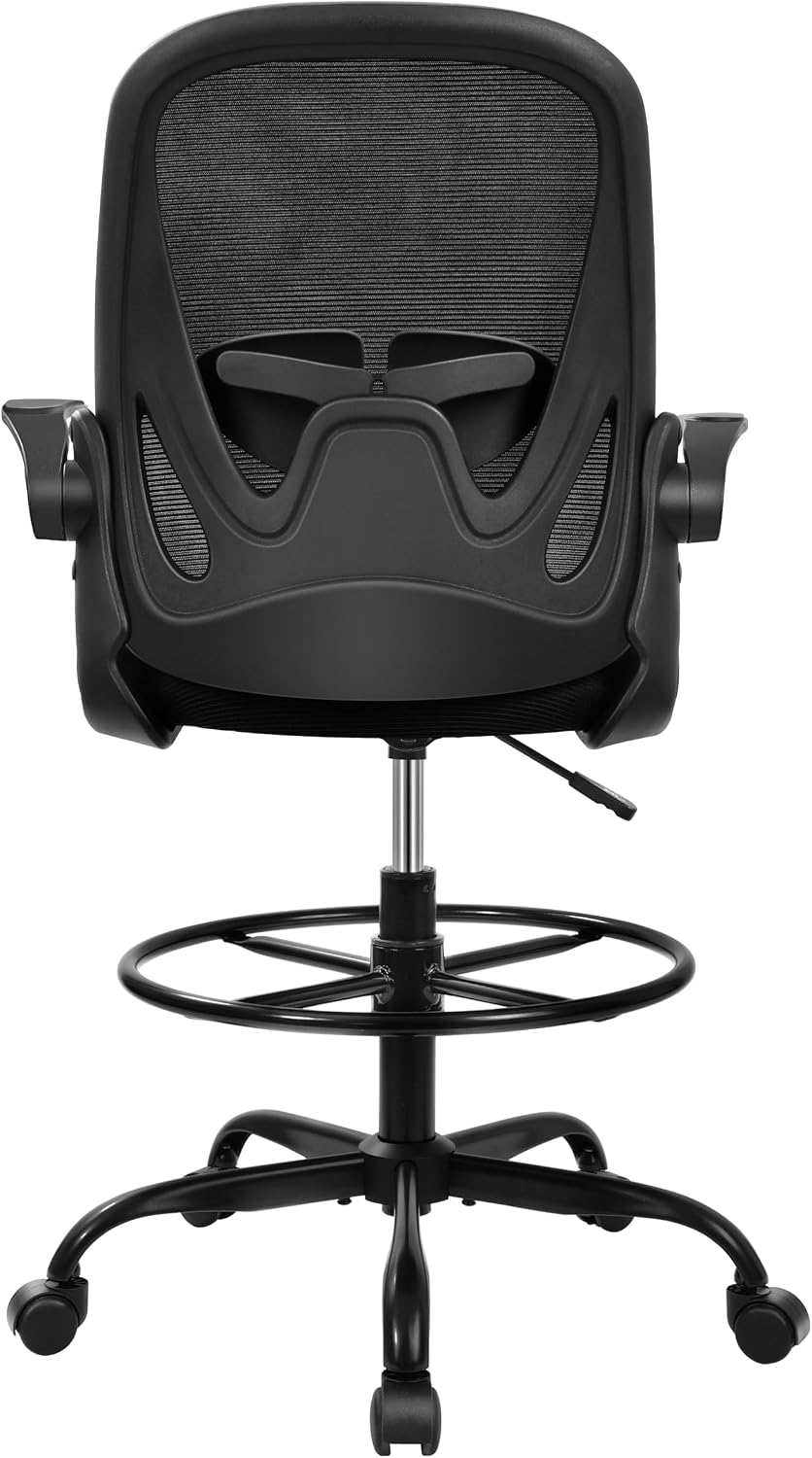 Primy Drafting Chair Tall Office Chair with Flip-up Armrests Executive Ergono...