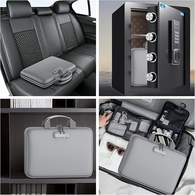 Fireproof File Organizer with Lock, Hard-Shell Case Fireproof Document Box with - Image 6
