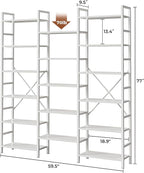 SUPERJARE Triple 6 Tier Bookshelf, Bookcase - Image 3