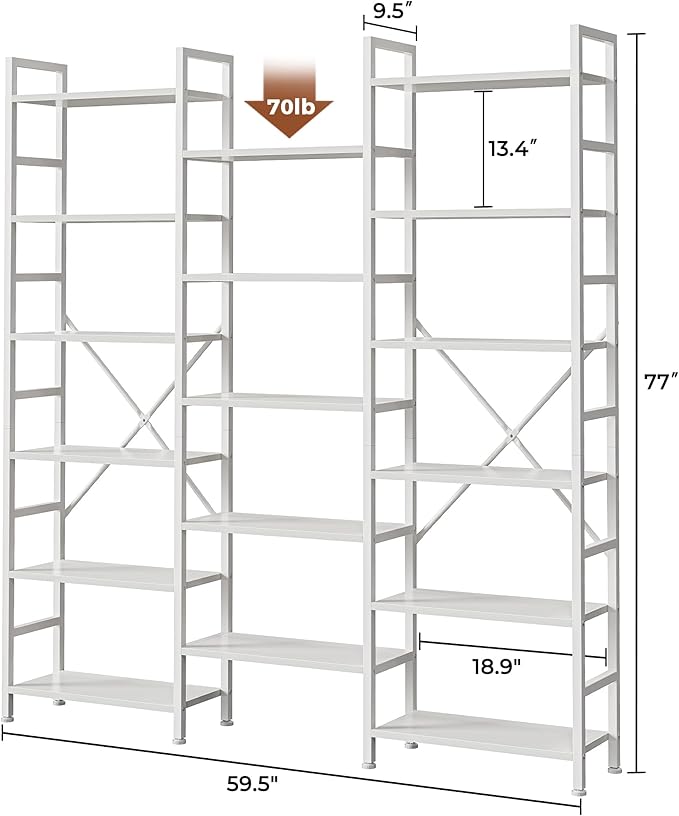 SUPERJARE Triple 6 Tier Bookshelf, Bookcase - Image 3