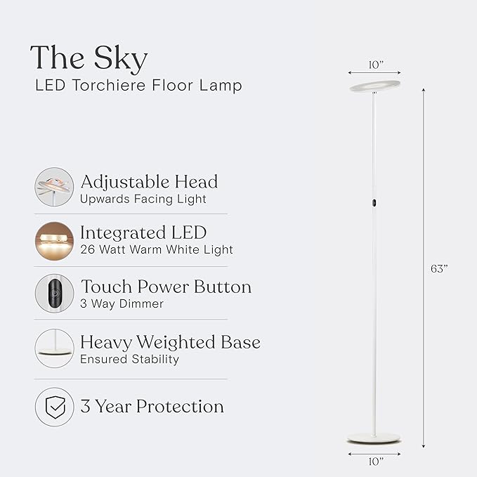 Brightech Sky LED Floor lamp, Torchiere Super Bright Floor Lamp - Image 9