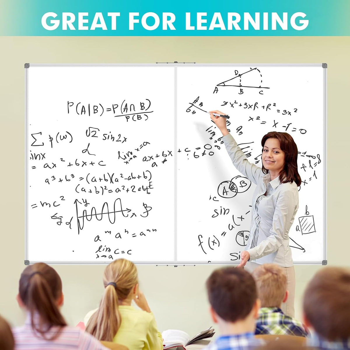 JILoffice Large Foldable White Board 60x40 Inches, Dry Erase Magnetic White B...