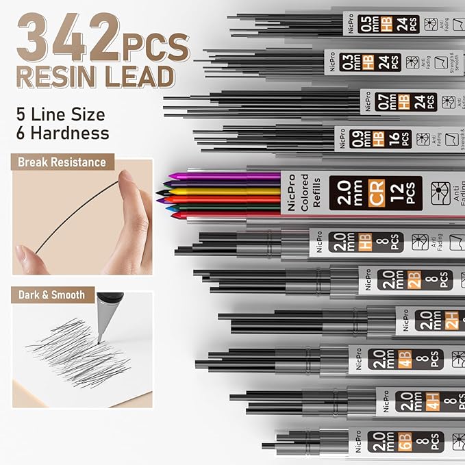 Nicpro 37PCS Gold Art Mechanical Pencil Set - Image 4