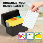 H4D 4x6 Index Card Holder with 100 Heavyweight Ruled Index Cards and 25 Plastic - Image 6