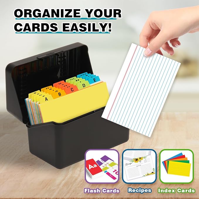H4D 4x6 Index Card Holder with 100 Heavyweight Ruled Index Cards and 25 Plastic - Image 6
