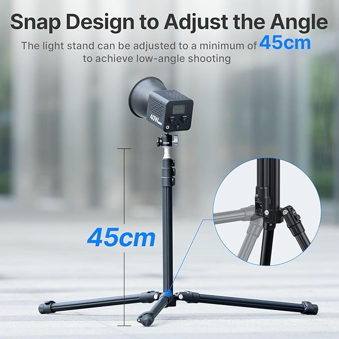 ULANZI Black Aluminum Light Stand, 6.32ft Extendable Tripod - Image 6