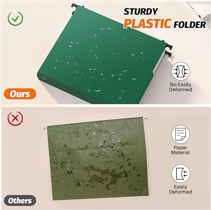 SHUTEX Extra Capacity Plastic Hanging File Folders, 12 Pack Reinforced - Image 2