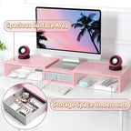 TEAMIX Pink Dual Monitor Stand Riser - Image 3