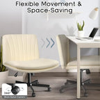 PUKAMI Criss Cross Chair with Wheels, Armless Cross Legged Office Desk Chair - Image 4