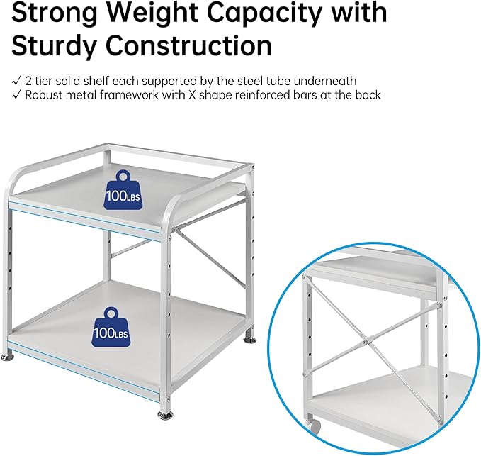 Fannova 20 Inches Deep Large Printer Stand, 2 Tier Under Desk Printer Table - Image 8