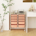 Happygrill 12-Drawer Rolling Storage Cart, 2 Sizes Plastic Drawers & Metal Shelf