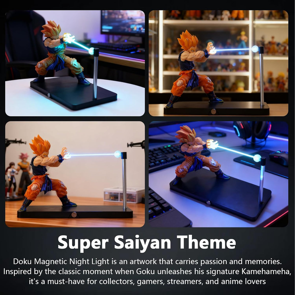 Doku Lamp Magnetic Super Saiyan lamp with LED Lighting Effect