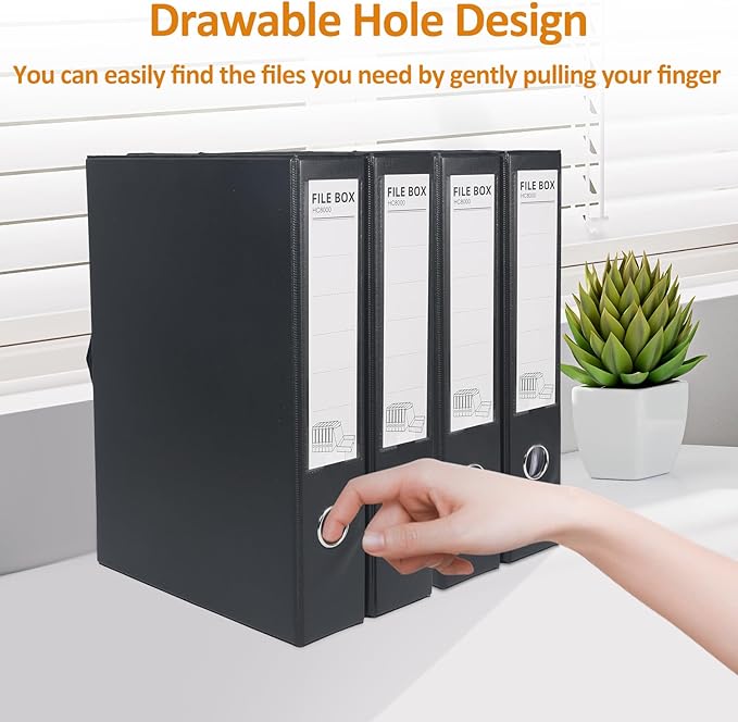 HUA JIE A4 Storage File Boxes Plastic Archives Cases, PVC File Folder Organizer - Image 3