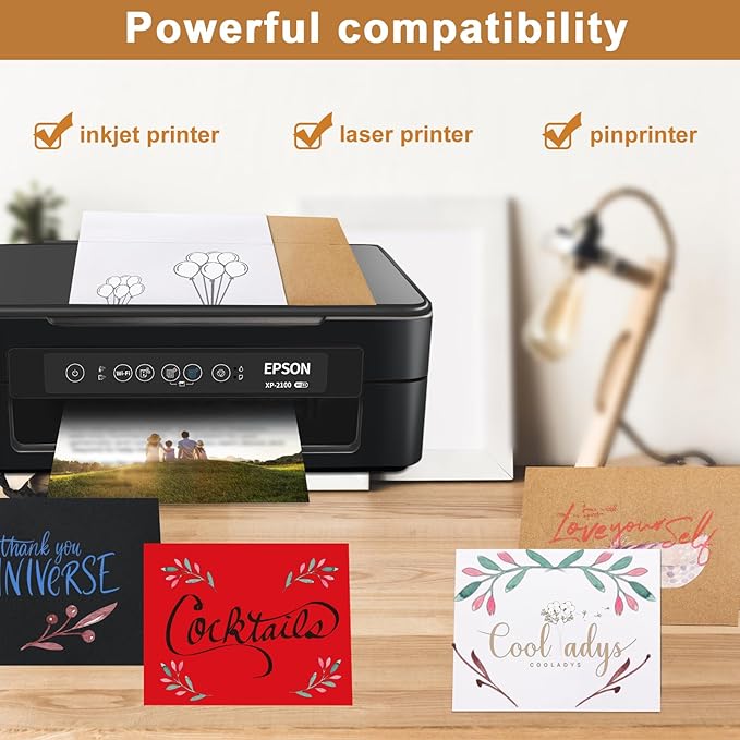 Silunkia Brown Blank Greeting Cards and Envelopes 5 x 7 Heavyweight Flat - Image 3