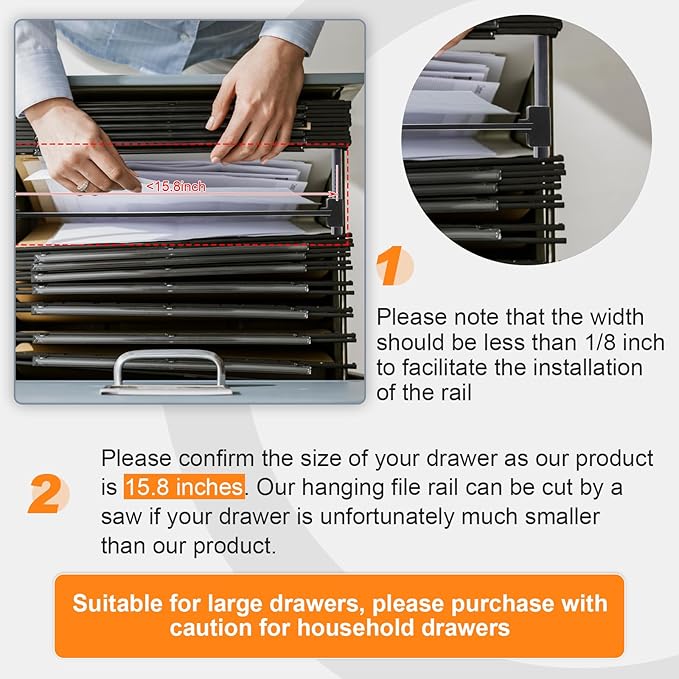 Epakh 4-Piece PVC Black Hanging File Folder Rails - Image 3