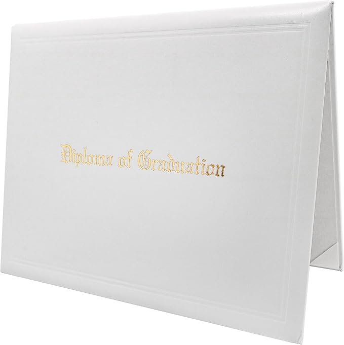 GraduationMall 11"x14" Imprinted Padded Diploma Cover Certificate Holder White by GraduationMall%C2%AE