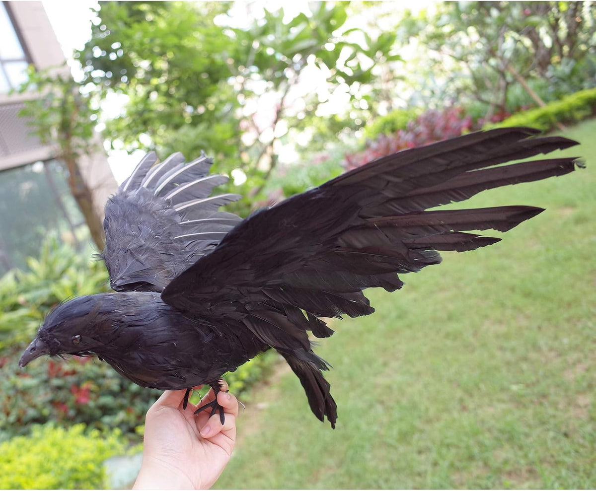 Etistta 2-Pack Realistic Crows Lifesize Extra Large Handmade Black Feathered ...