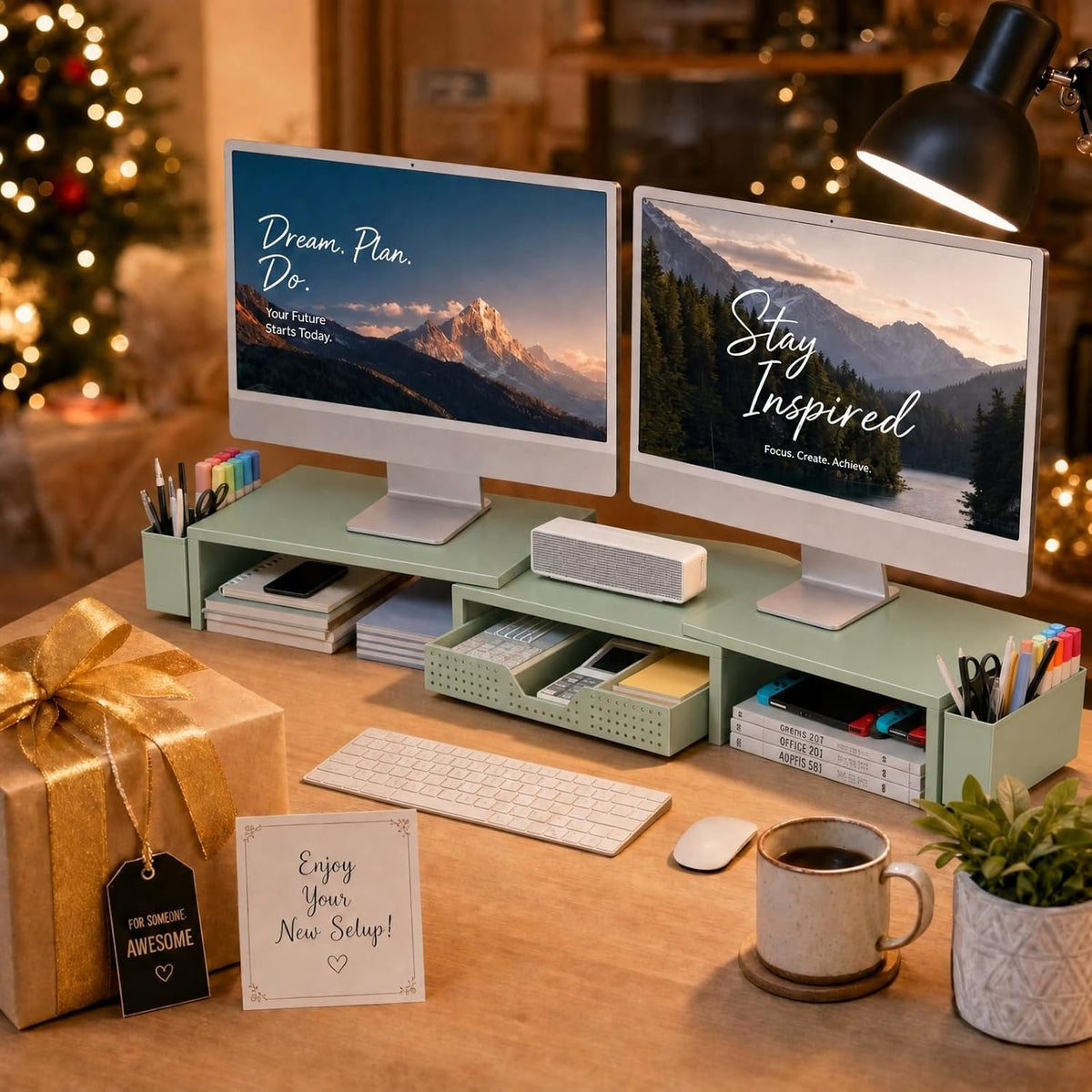 opnice desk organizers and accessories, dual monitor stand, view 9