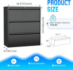 Greenvelly 3 Drawer File Cabinet, Metal Filing Cabinet - Image 3